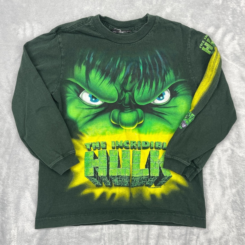 The Incredible Hulk Marvel Shirt Youth XL Green Graphic Long Sleeve Crewneck Tee